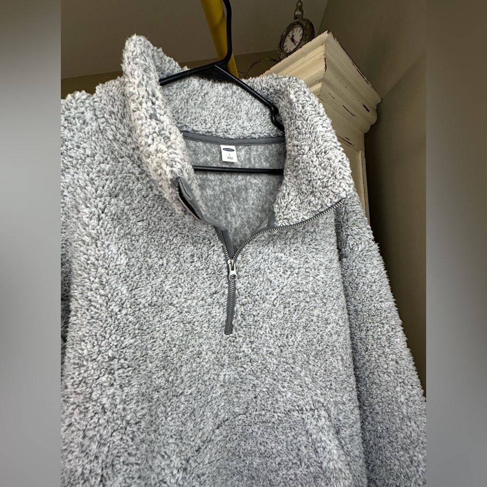 Old Navy - Cozy Gray Women's Quarter Zip Sweater - Picture 2 of 4